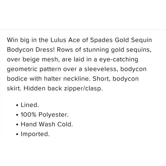 Lulus Ace of Spades Gold Sequence Bodycon Dress Size XS - Picture 11 of 12